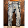 True Religion Ricky Straight Leg Jeans Blue Acid Wash Contrast Stitch Mens 42x34