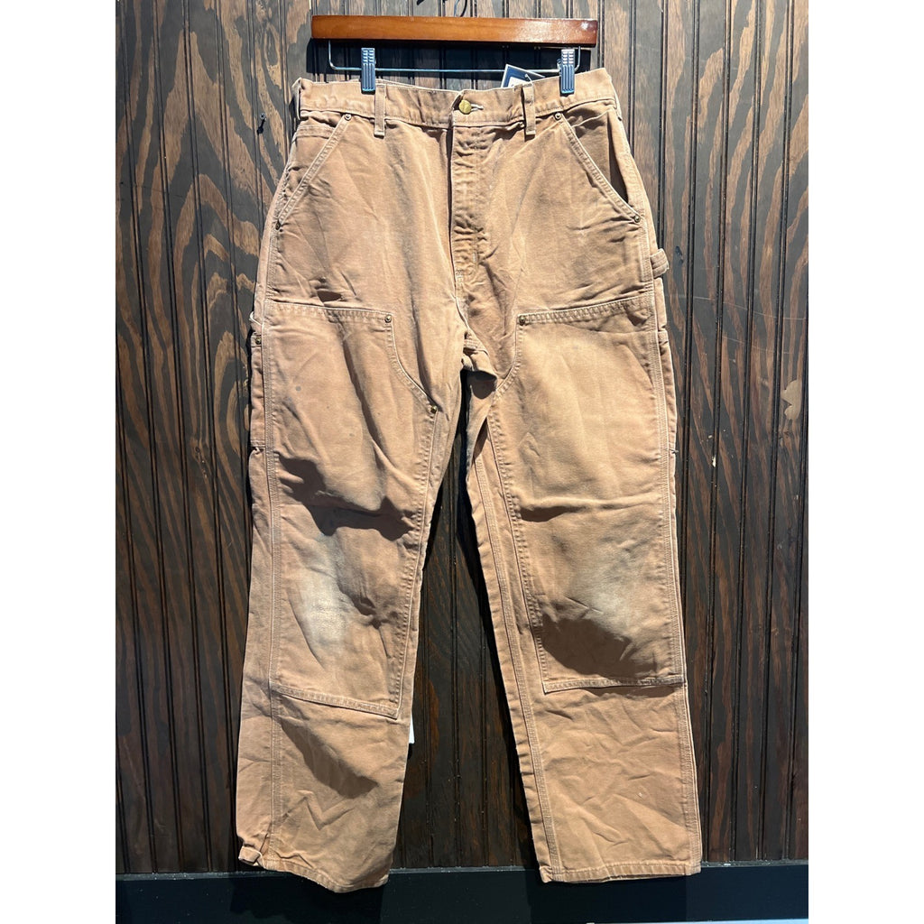 Carhartt B01 Loose Fit Double Front Work Dungaree Pants Brown Mens 34x32 USA