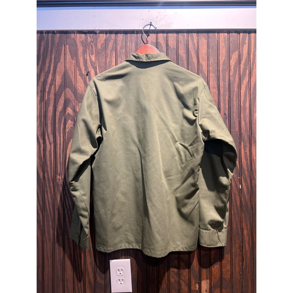 Vintage Work Clothes Olive Green Military Style Utility Button Down Shirt 23x28