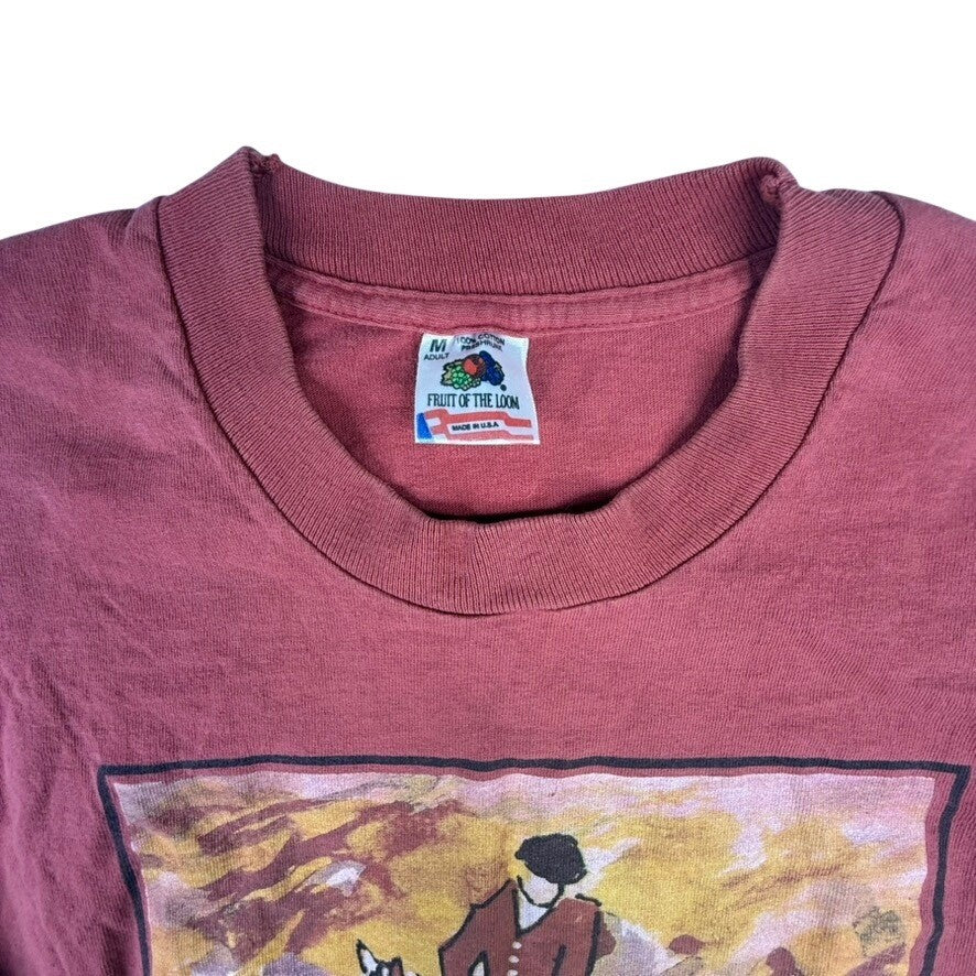 Vintage Virginia Fox Hunting Horse Rider Dogs Graphic T Shirt Men Medium