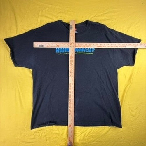 Hanes Mens XL Black Riding Naked Foremost Insurance Motorcycle Graphic T-Shirt
