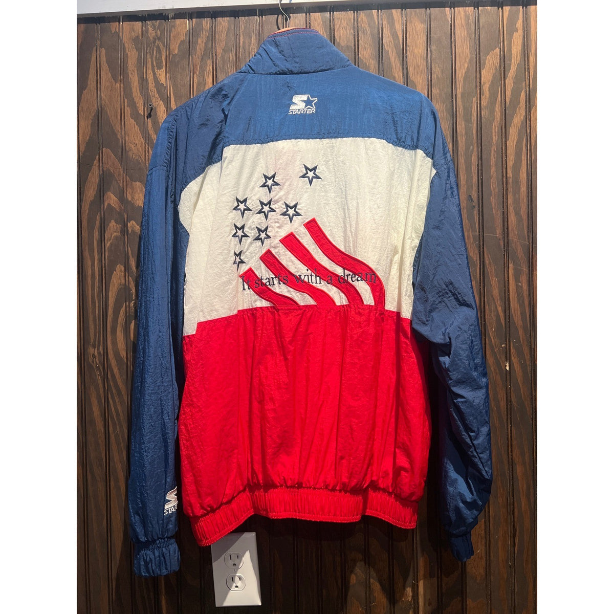 Vintage Starter 1996 Atlanta Olympics Windbreaker Jacket Red White Blue XL