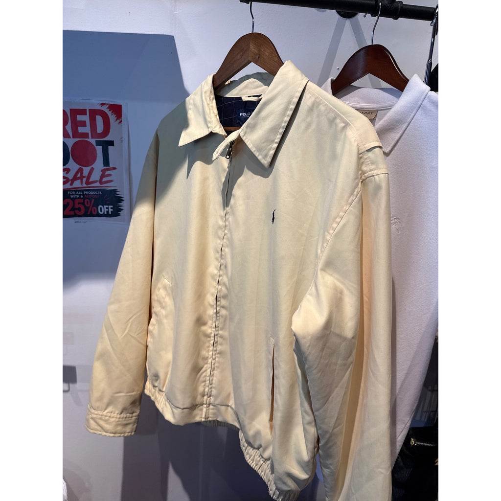 Polo Golf Ralph Lauren Harrington Jacket Cream Beige Navy Pony Mens XL 26x27