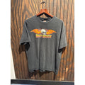Harley Davidson Winged Skull Flame Graphic T-Shirt Mens Faded Black XL 23.5x29.5