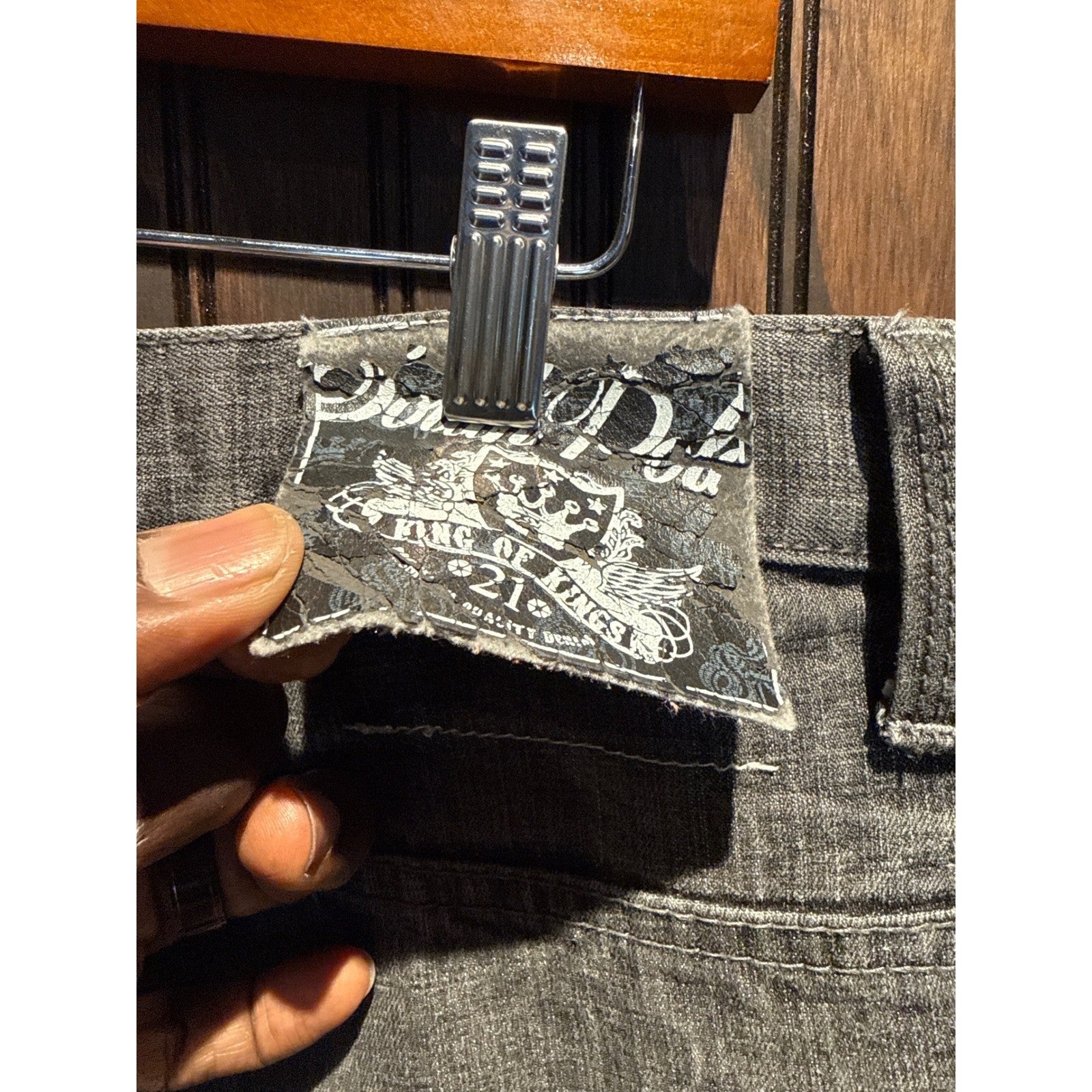 Southpole King of Hill Black Acid Wash Embroidered Relaxed Y2K Jeans Mens 34x33