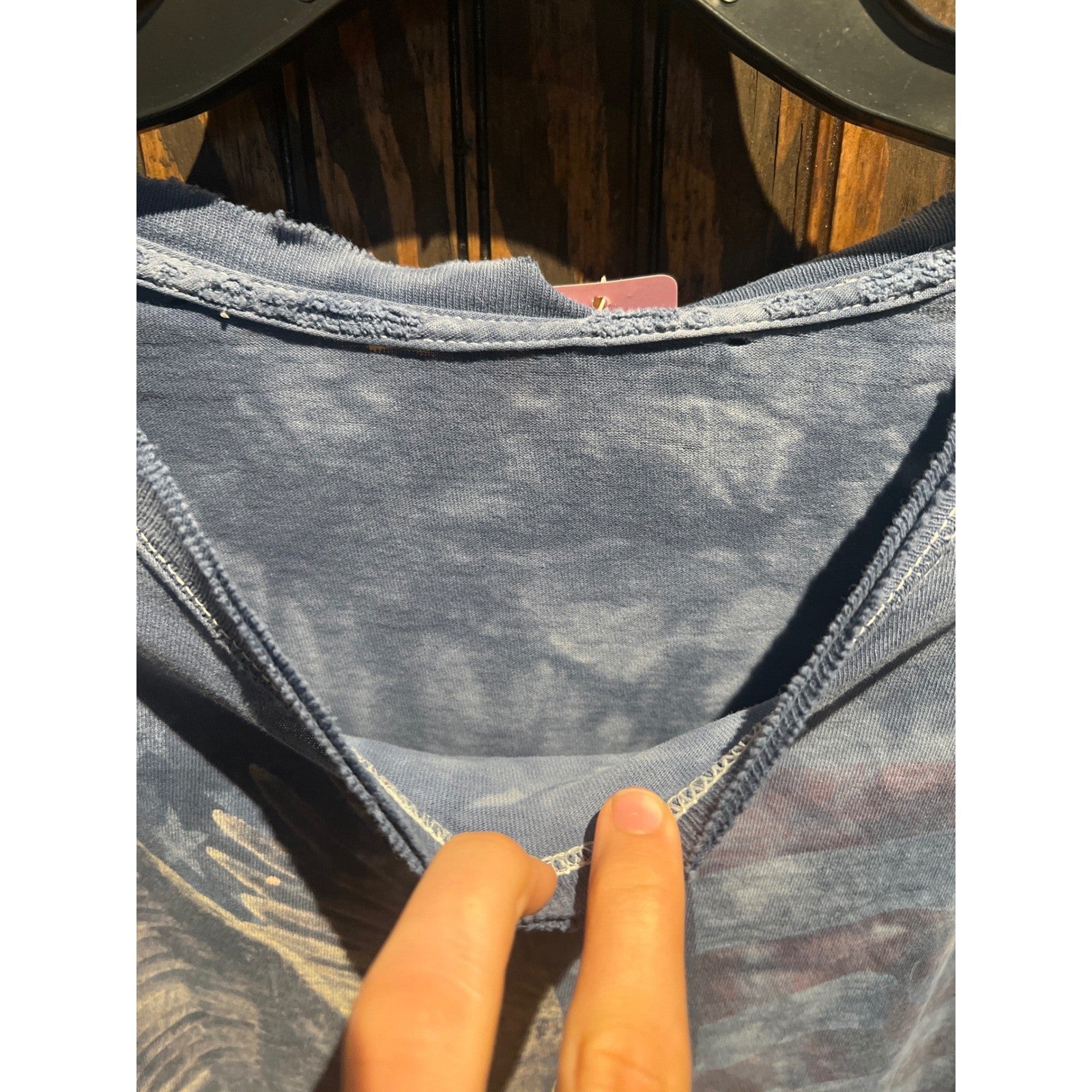 Mens Oversized Blue Tie Dye Graphic Tee Eagle Motorcycle Distressed Biker Shirt