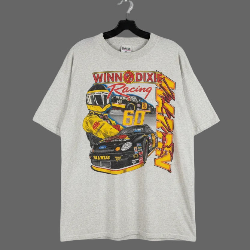 Vintage 90s Winn Dixie Racing Mark Martin Ford Taurus T-Shirt Heather Grey XL