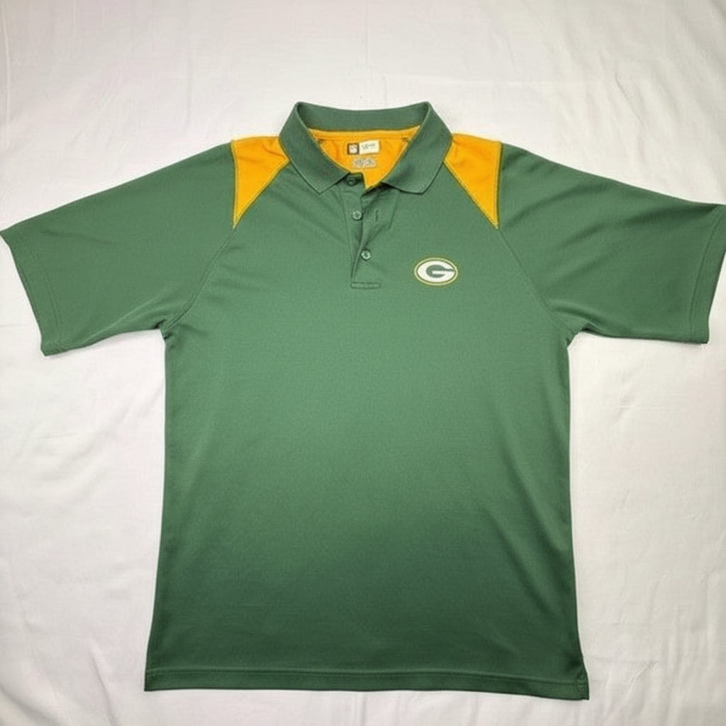 Green Bay Packers NFL Team Apparel Polo Shirt Men's Large Green Yellow