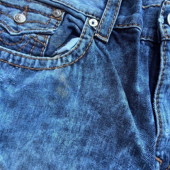 True Religion Section Straight Blue Acid Wash Denim Jeans Mens size 40