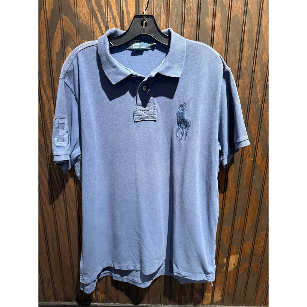 Polo Ralph Lauren Mens Big Pony Polo Shirt Blue Short Sleeve Size XL 24x31
