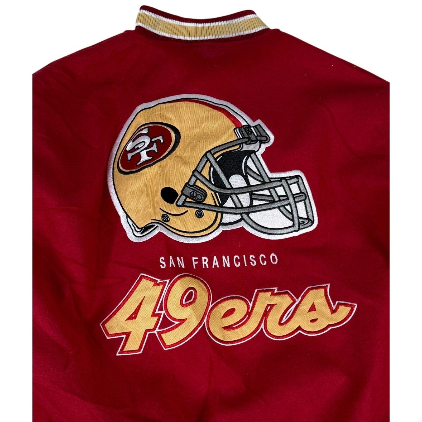 Ultra Game NFL San Francisco 49ers Varsity Jacket Red White Mens Medium