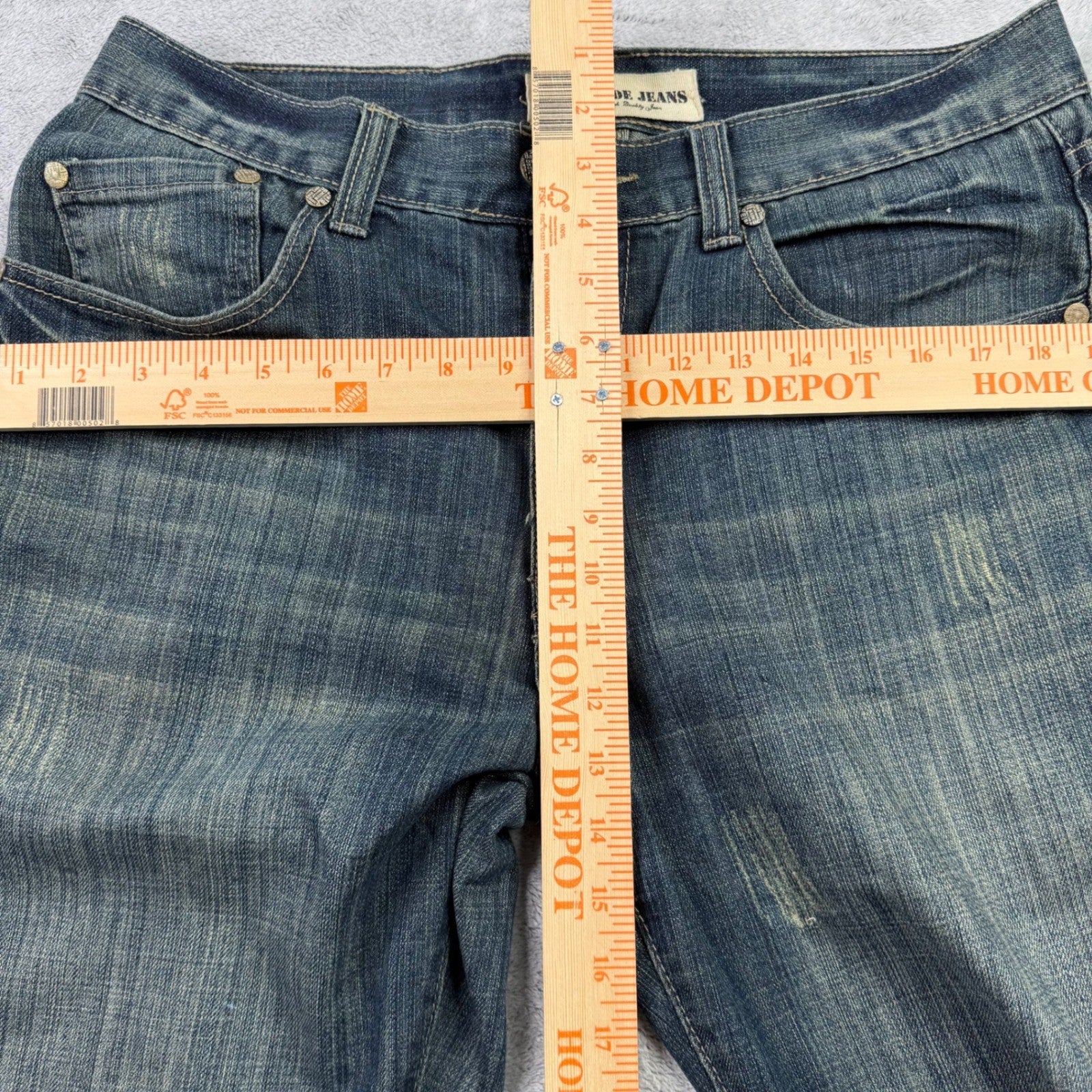 BASIC CODE JEANS Mens W34 L30 Blue Denim Straight Leg Distressed Style Jeans