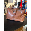 Coach Hampton Carryall Brown Leather Shoulder Bag Buckle Detail Contrast Stitch