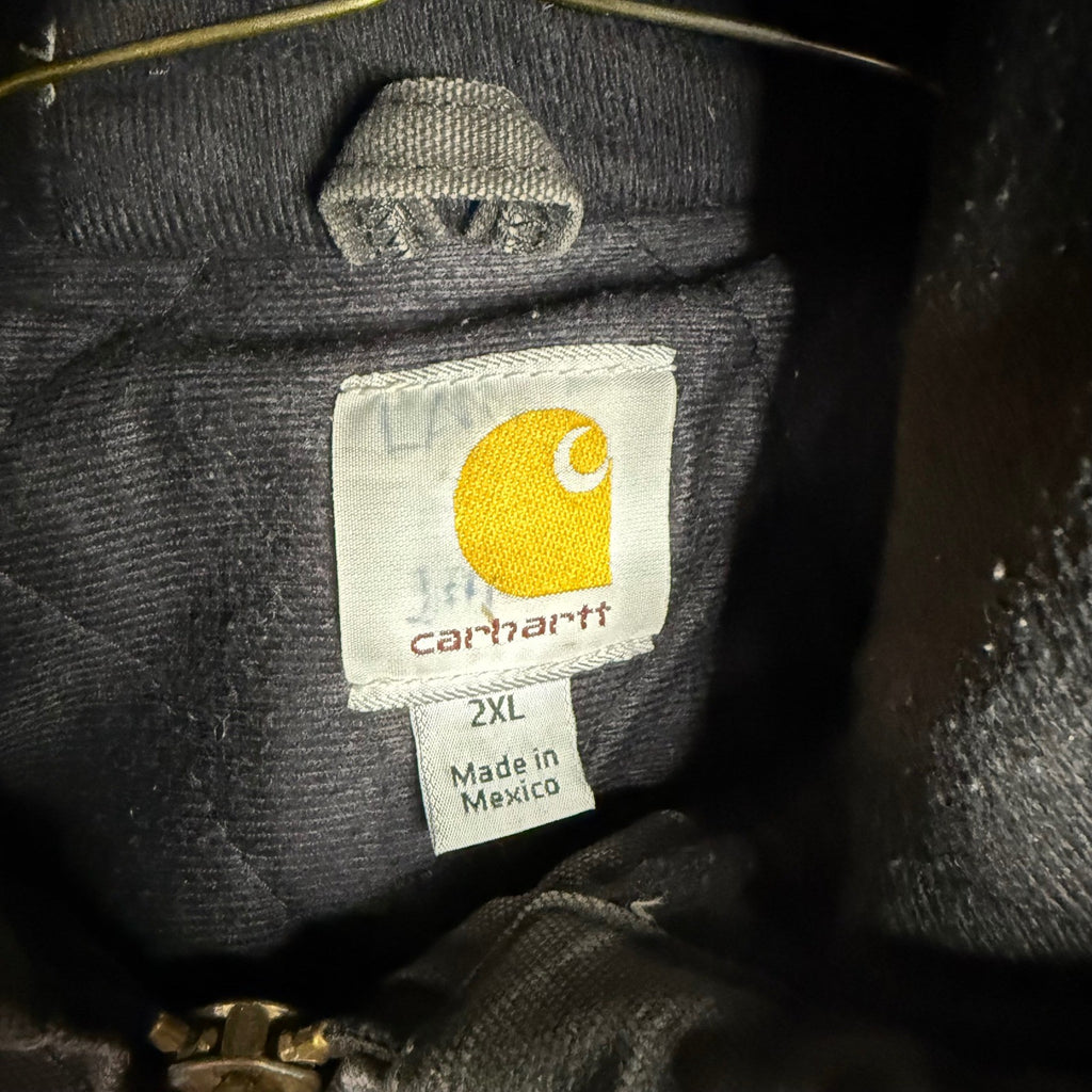 Carhartt Men's 2XL Dark Gray Hooded Work Jacket Sherpa Lined Zip Front