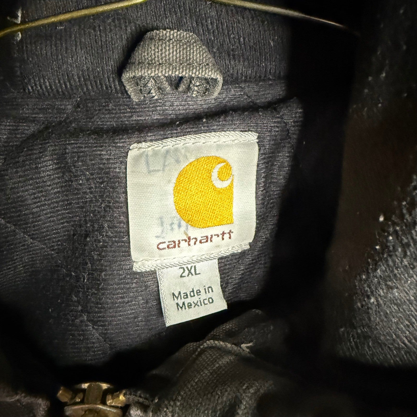 Carhartt Men's 2XL Dark Gray Hooded Work Jacket Sherpa Lined Zip Front