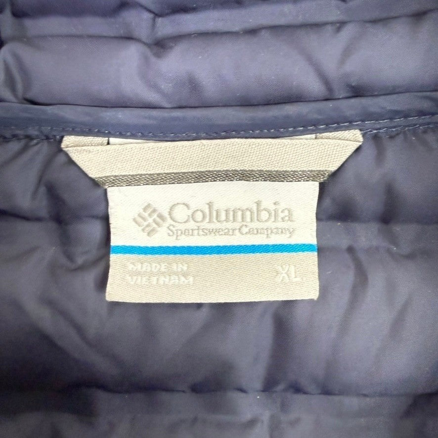 Columbia Puffer Jacket Blue Coral Zip Front Athletic Fleece Sleeve Mens XL