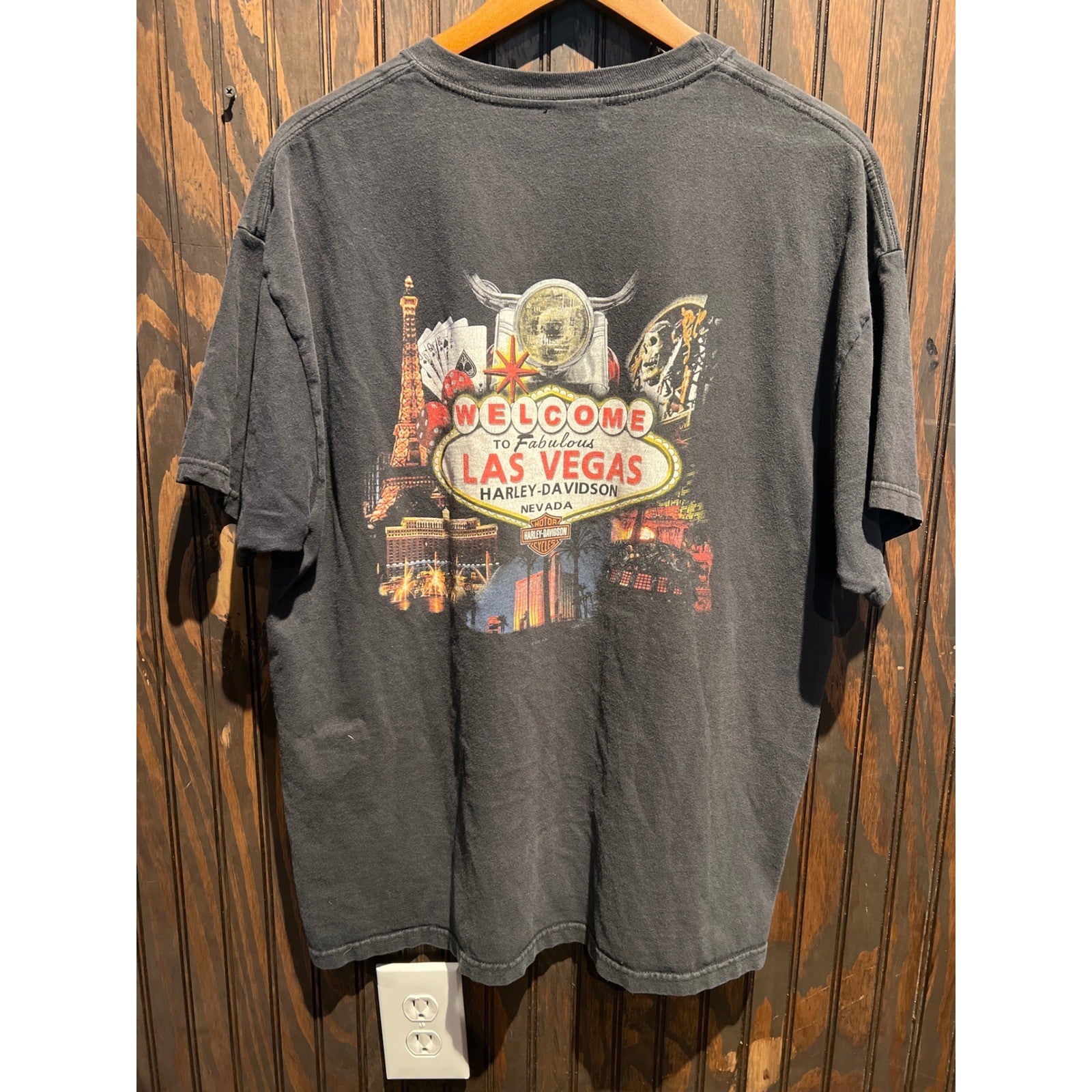 Harley Davidson Flaming Clown Skull Graphic T-Shirt Faded Black XL 24x29