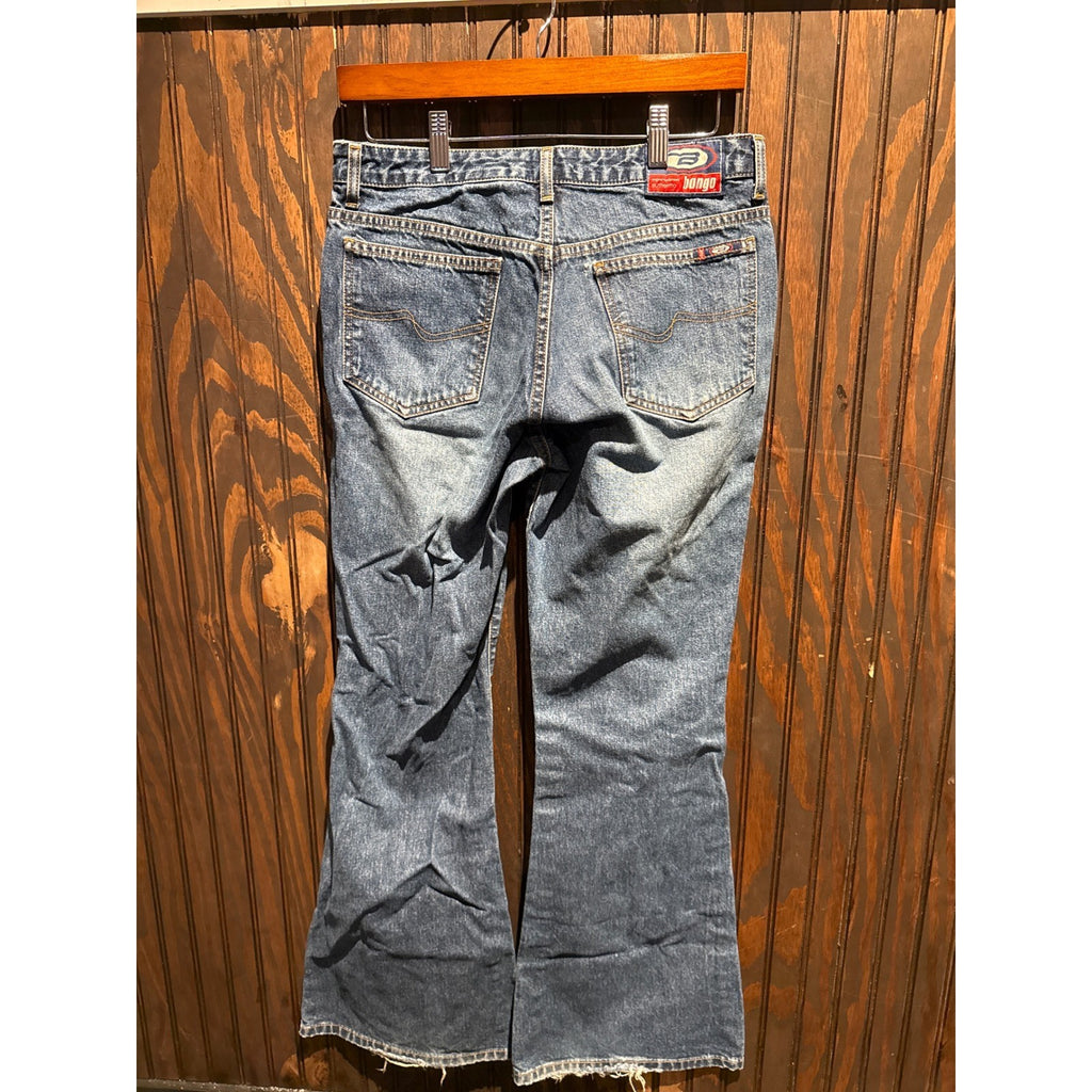 Bongo Vintage 90s High Rise Flare Leg Blue Denim Jeans Women Size 9 Medium Wash