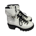 Jeffrey Campbell White Lace Up Buckle Boots Chunky Platform Lug Sole Size 7