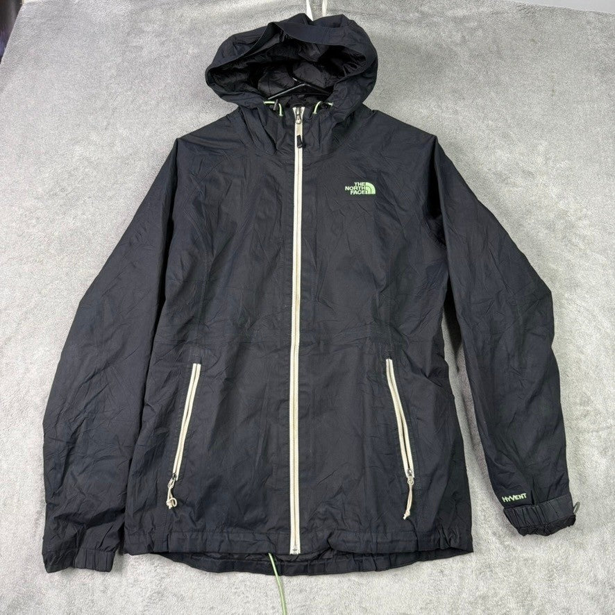 The North Face Hyvent Black Hooded Rain Jacket Womens M Lightweight