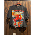 Marvel Spider-Man Comic Book Cover Graphic T-Shirt Black Raw Hem Crop Top