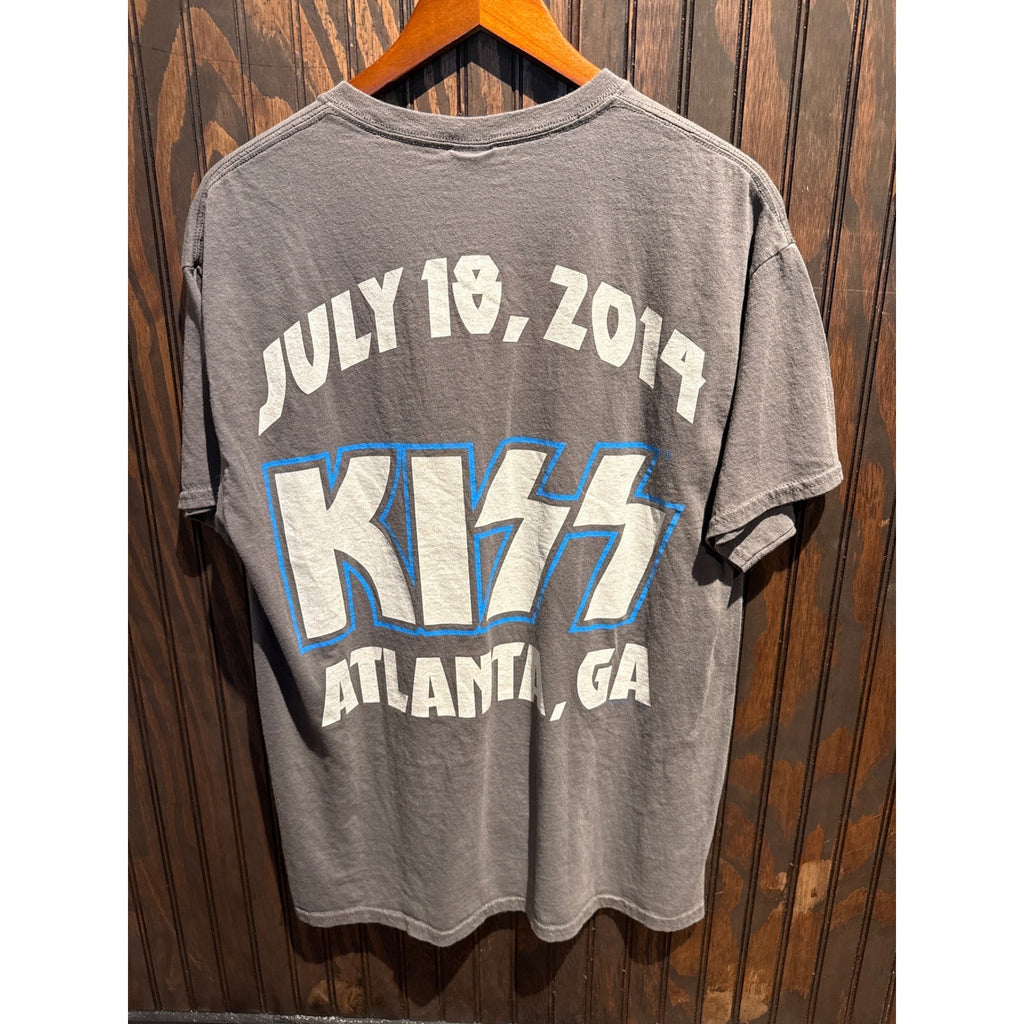 Atlanta Kiss Rock City 2014 Tour T-Shirt Mens Gray Graphic Band Tee XL Gildan