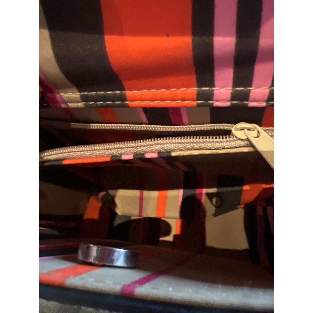 Kate Spade New York Sam Tote Bag Black Nylon Striped Lining Small Handbag