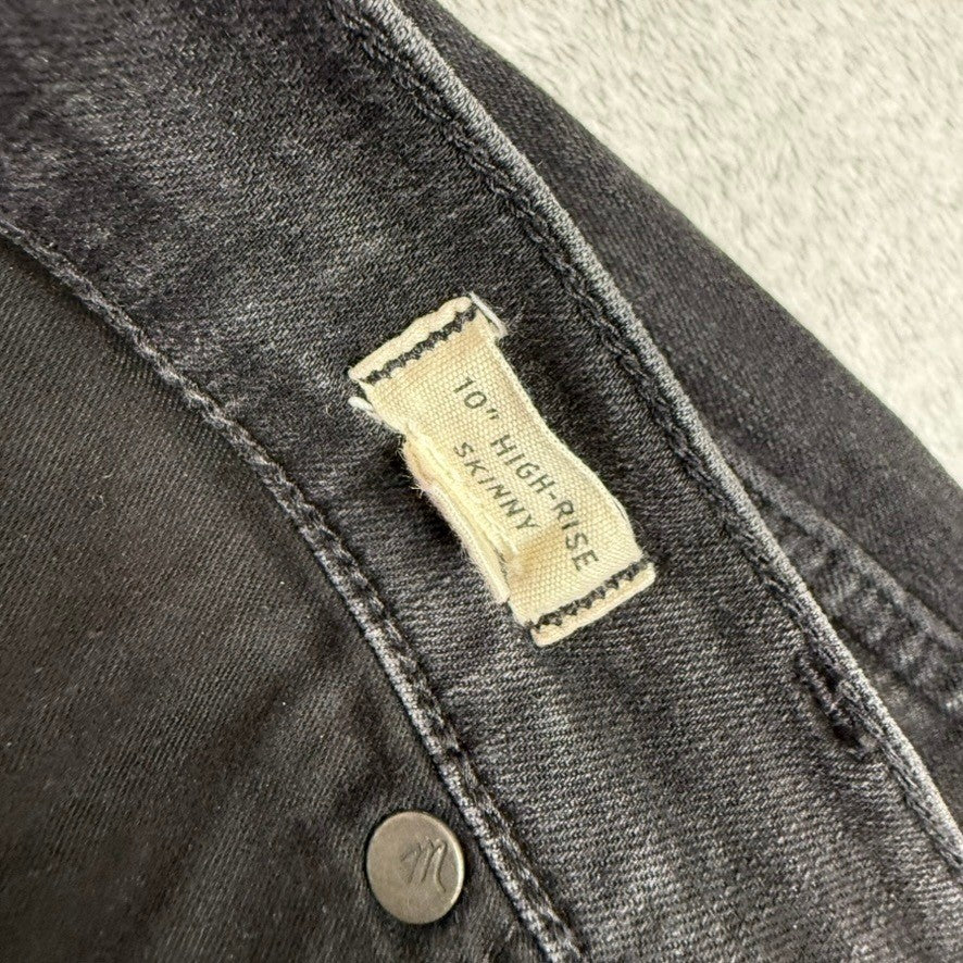 Madewell 10 High Rise Skinny Jeans Black Raw Hem Womens Size 25