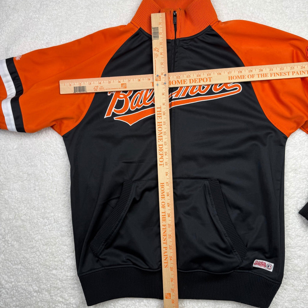Baltimore Orioles Baseball Jacket Orange Black Full Zip Embroidered Logo Size L