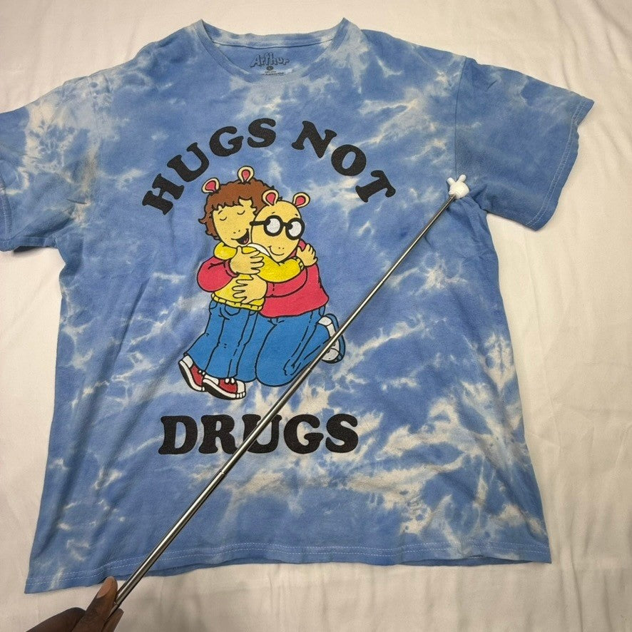 Arthur Hugs Not Drugs Tie Dye T Shirt Size Large 100 Percent Cotton