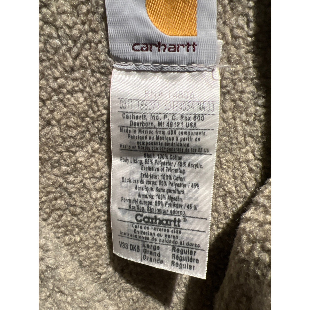 Carhartt V33 DKB Sandstone Mock Neck Sherpa Lined Vest Dark Brown Mens Large