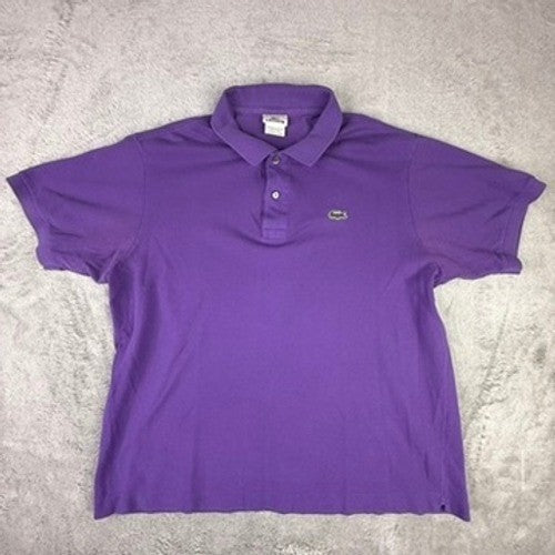 Lacoste Mens Purple Short Sleeve Pique Cotton Polo Shirt Size 6 XL