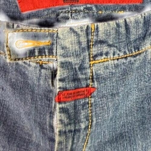 Girbaud Jeans Mens 38x30 Relaxed Fit Carpenter Cargo Denim Pants Yellow Logo