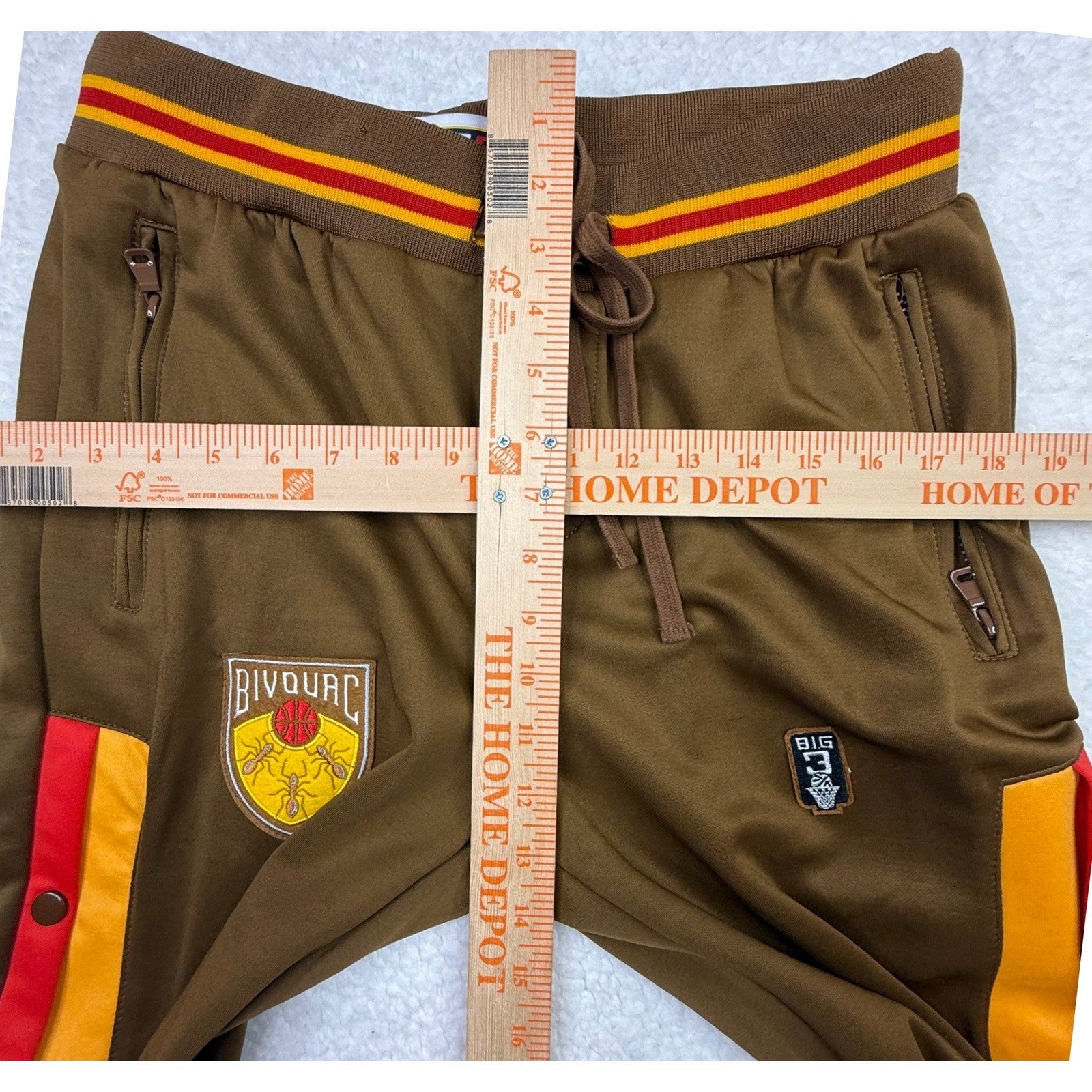 BIG3 Basketball Track Pants Brown Red Yellow Stripe Snap Button Men Size M