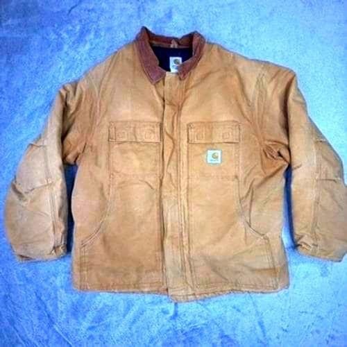 Carhartt Mens Tan Quilted Lined Canvas Work Jacket Barn Coat