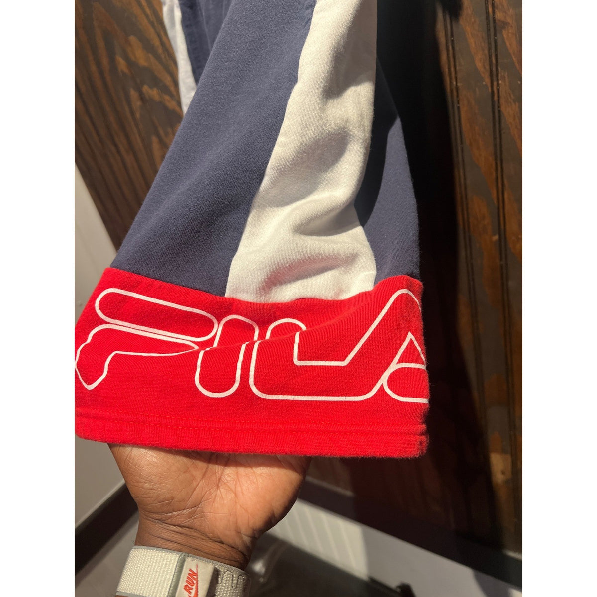 Fila Mens Fleece Shorts Navy White Red Colorblock Drawstring Logo Size Medium