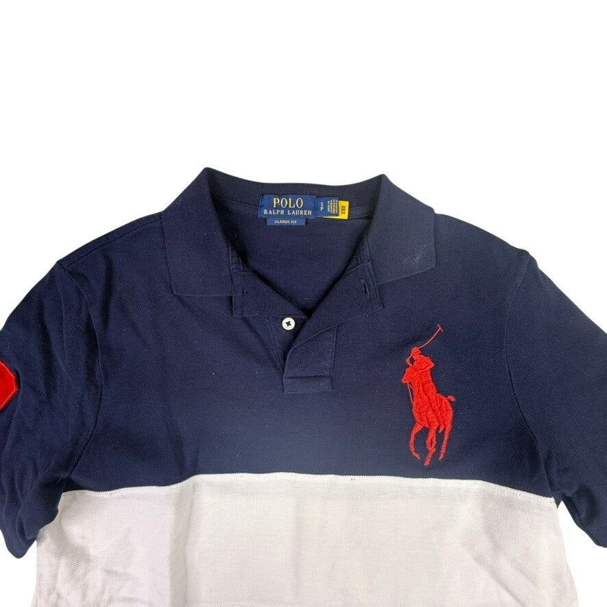 Ralph Lauren Polo Shirt Men's Navy White Red Big Pony Logo Size XL Classic Fit
