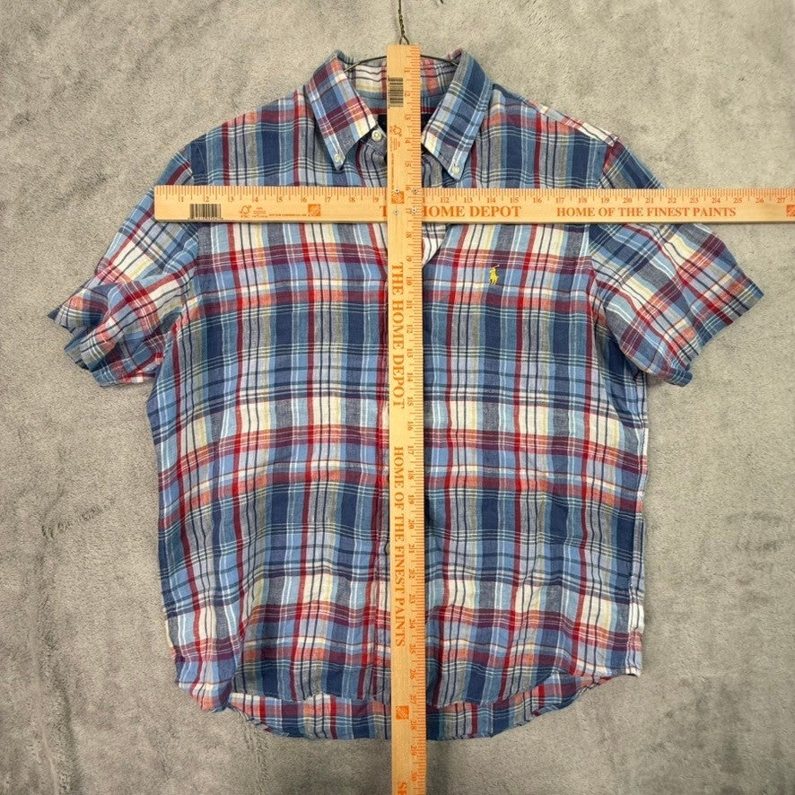 Ralph Lauren Men's Plaid Short Sleeve Button Down Shirt Size Medium