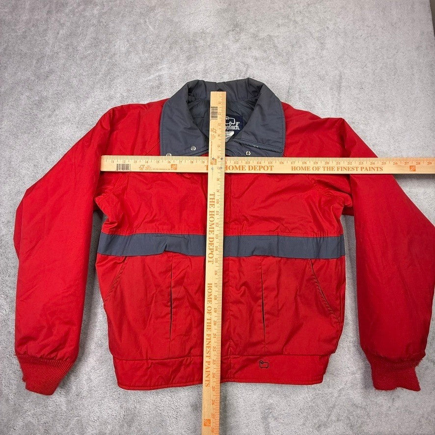 Woolrich Mens Red Grey Striped Zip Up Jacket Size Medium Windbreaker