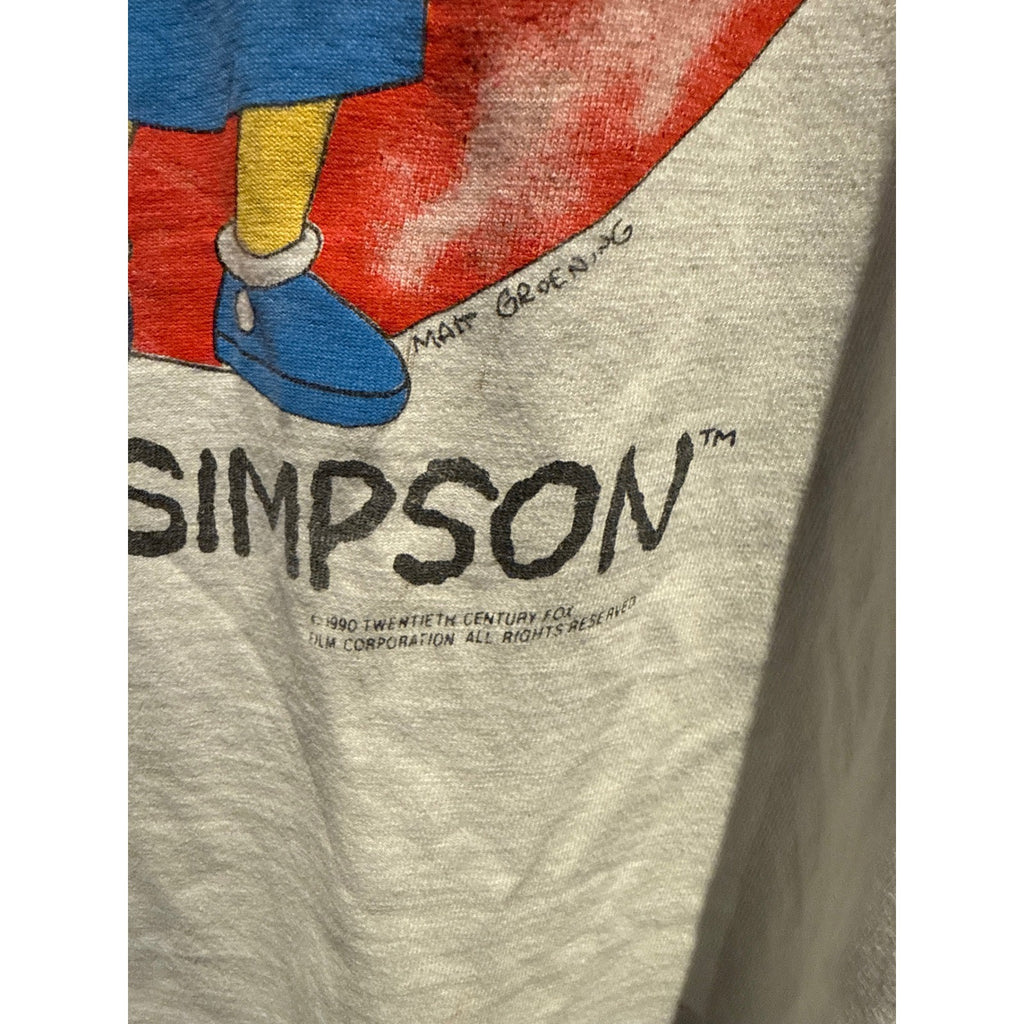 Vintage 1990 Bart Simpson I Didnt Do It Graphic T-Shirt White Single Stitch XL
