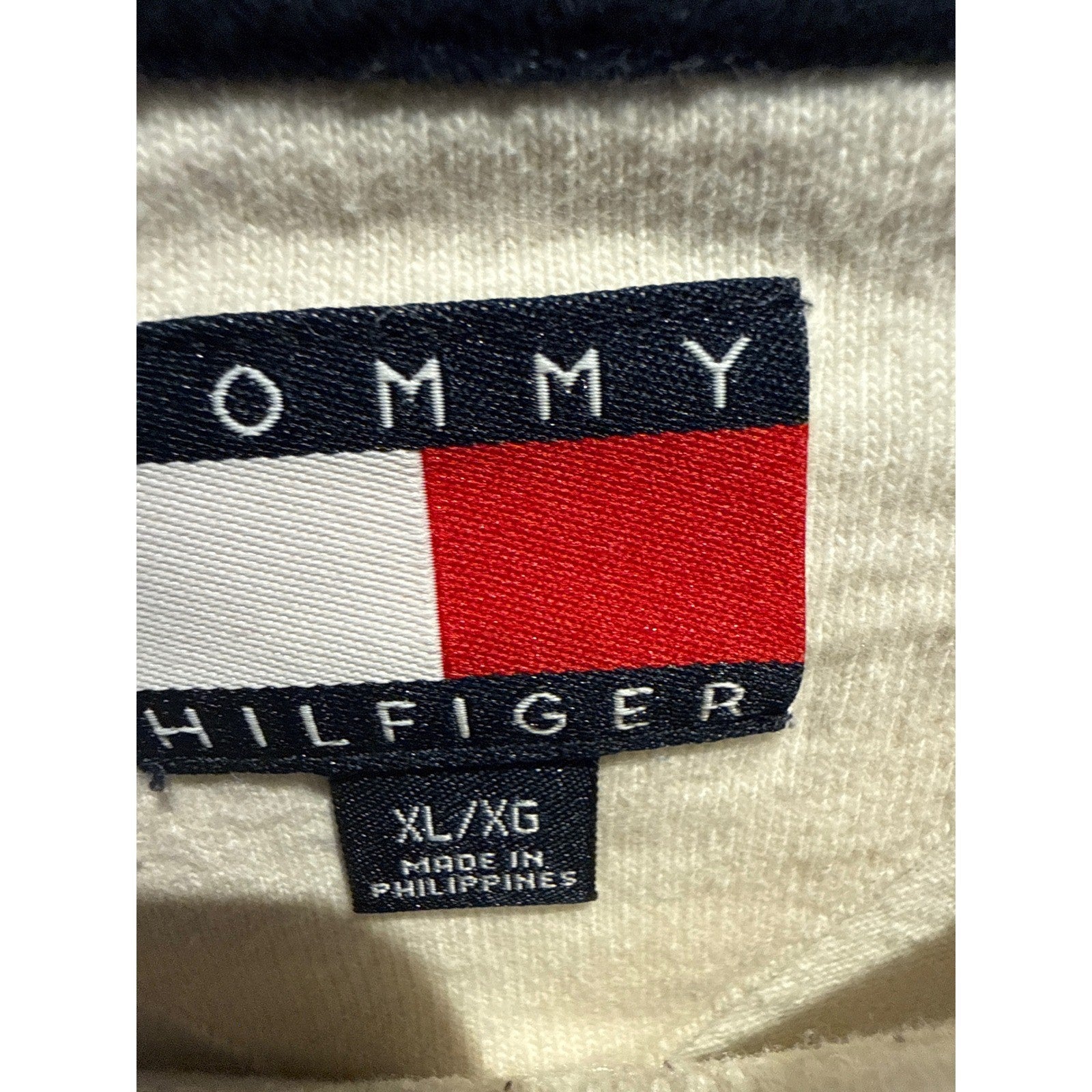 Vintage Tommy Hilfiger Colorblock Long Sleeve Shirt Mens XL Cream Navy Red 90s