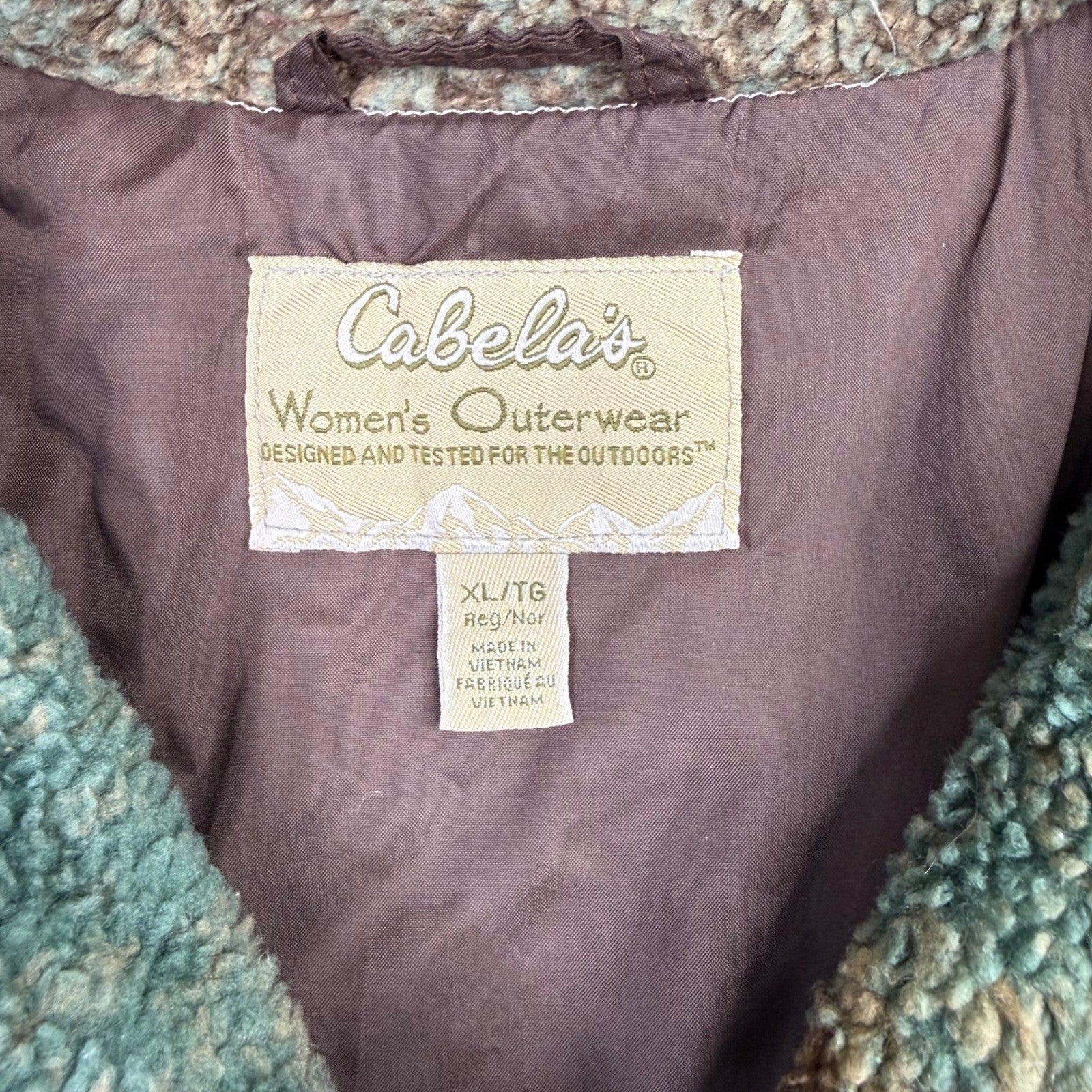Cabalas Womens Fleece Jacket Southwest Aztec Print Full Zip Brown XL TG