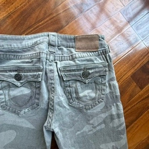True Religion Mens Skinny Grey Camo Camouflage Jeans Flap Pocket Size 25