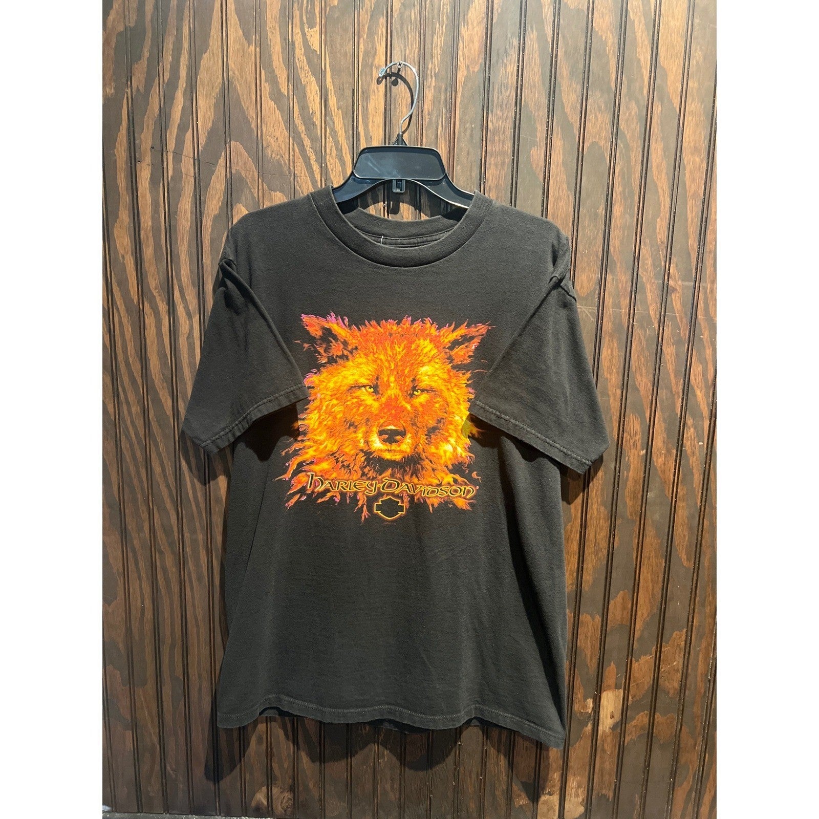 Harley Davidson Fire Wolf Graphic T-Shirt Mens Large Black Missoula Montana Tee