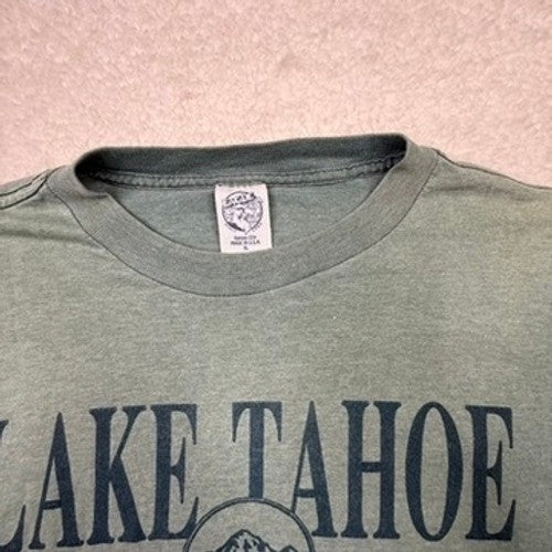 Mens Lake Tahoe California Graphic T Shirt Green Size L