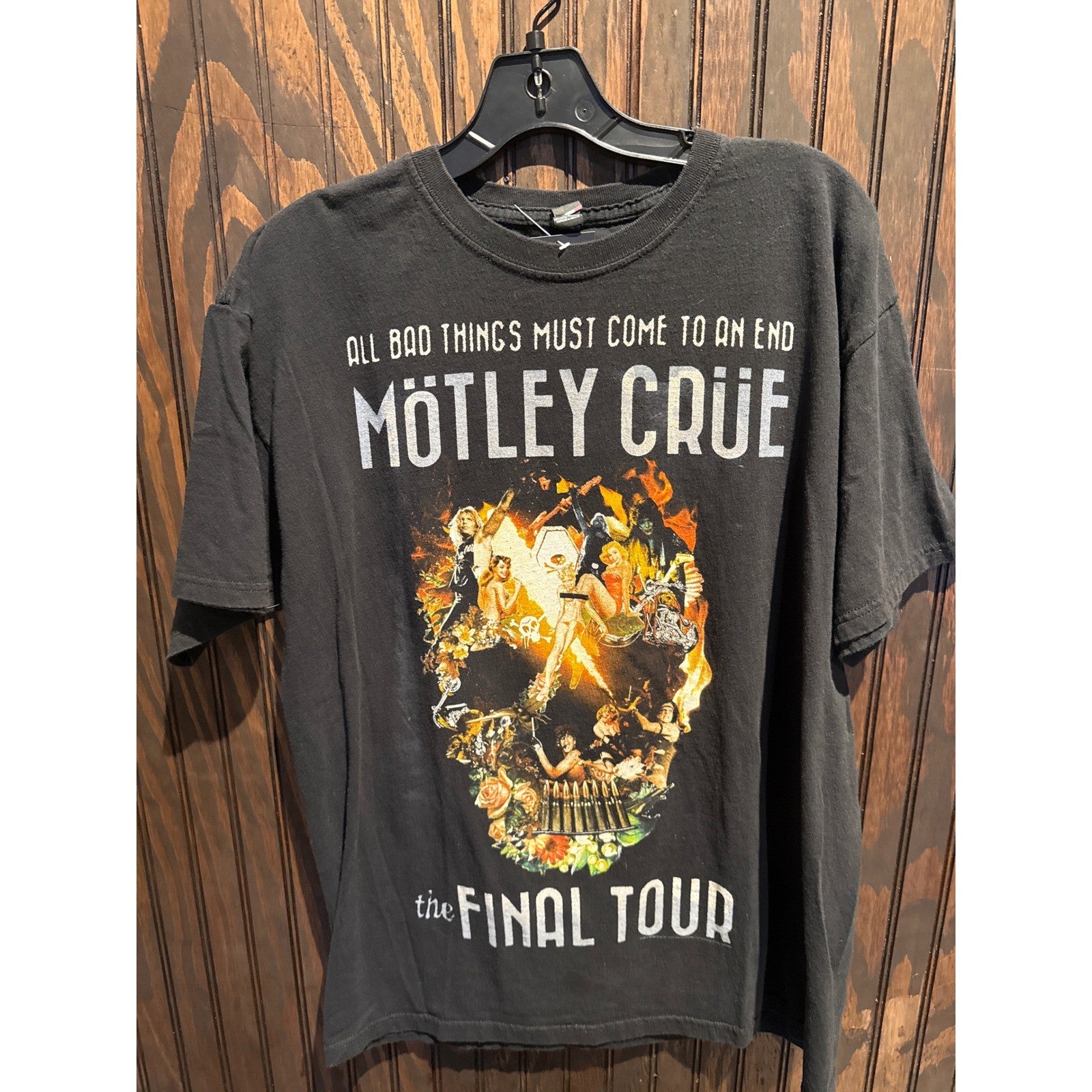 Motley Crue The Final Tour 2014 Graphic T-Shirt Mens Large Black All Bad Things