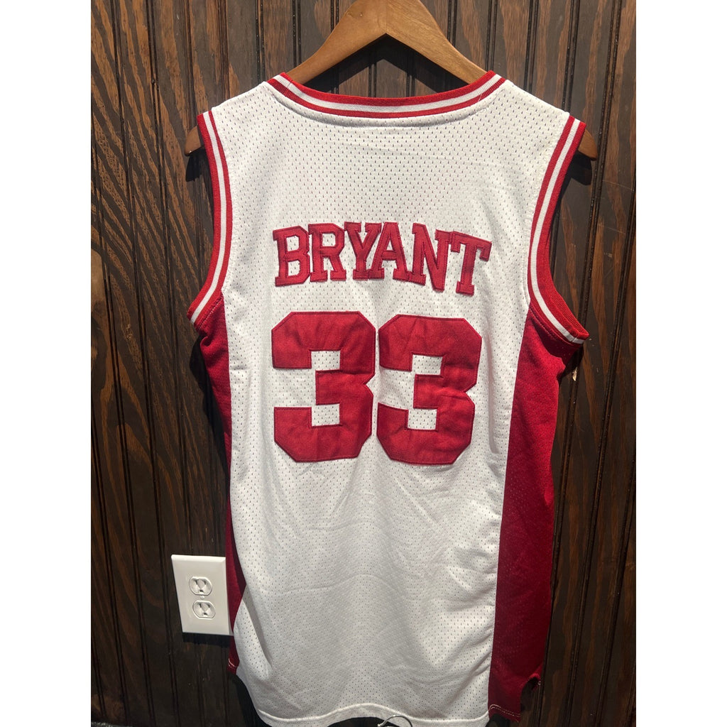 Lower Merion Basketball Jersey 33 Kobe Bryant White Red Mesh Sleeveless Shirt