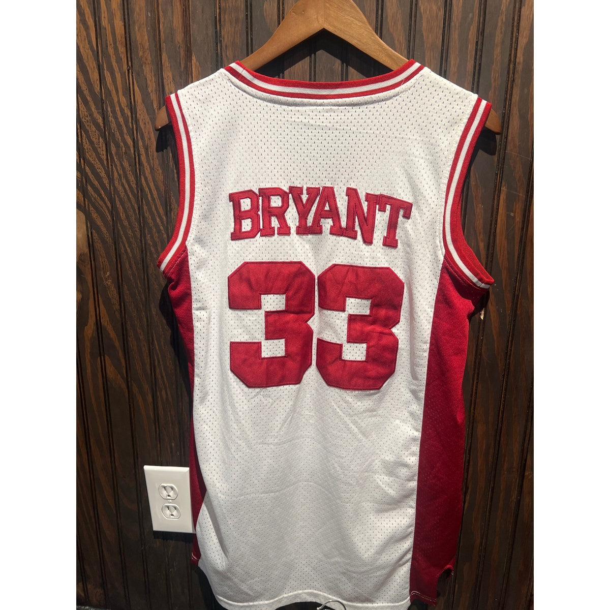 Lower Merion Basketball Jersey 33 Kobe Bryant White Red Mesh Sleeveless Shirt