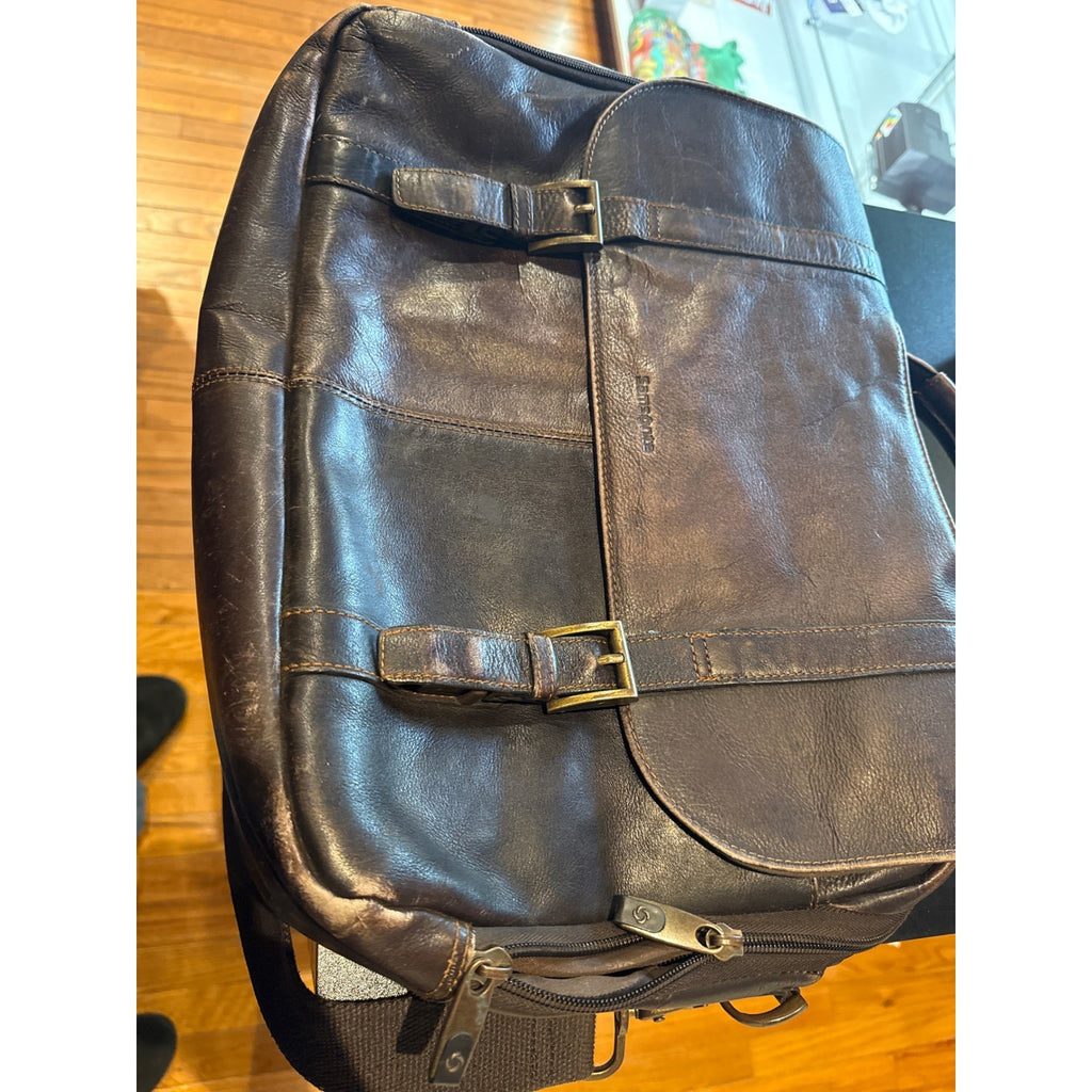 Samsonite Brown Leather Messenger Bag Briefcase