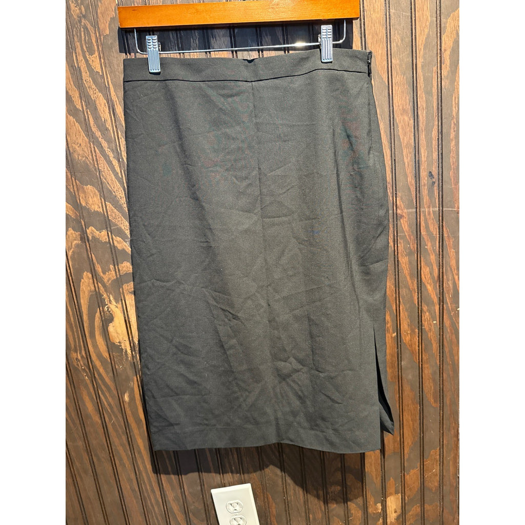 Banana Republic Black Pencil Skirt Side Zip Slit Knee Length Womens Size 6